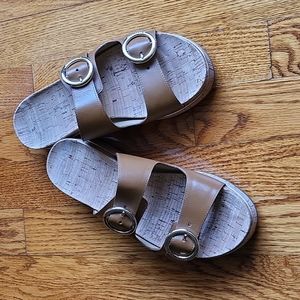 Michael Kors Tan Platform Slides